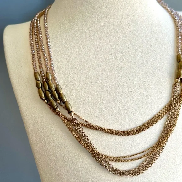 NEW Handmade Necklace - Brass/Labradorite Beads